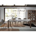 Moderný rozkladací jedálenský stôl Vita Naturale z dreva a porcelánu v prevedení orech a biely mramor 180-235cm