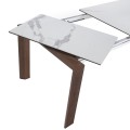 Moderný rozkladací jedálenský stôl Vita Naturale z dreva a porcelánu v prevedení orech a biely mramor 180-235cm