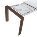 Moderný rozkladací jedálenský stôl Vita Naturale z dreva a porcelánu v prevedení orech a biely mramor 180-235cm
