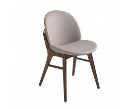 Luxusná jedálenská stolička Vita Naturale čalúnená ekokožou v elegantnej norkovej farbe z masívneho dreva v orechovom hnedom prevedení