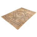 Moderný dizajnový obdĺžnikový koberec Makalu béžovej farby so šedým geometrickým vzorom 230cm