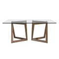 Elegantný jedálenský stôl Vita Naturale v modernom talianskom štýle z tvrdeného skla s nohami z masívneho jaseňového dreva 180cm
