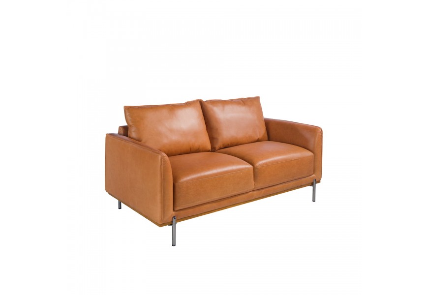 Moderná 2-miestna kožená sedačka v hnedej farbe buffalo brown v talianskom štýle