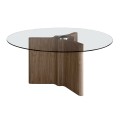 Moderný okrúhly jedálenský stôl Vita Naturale z dreva a skla 180cm