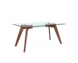 Moderný jedálenský stôl Vita Naturale zo skla a dreva 140-180cm