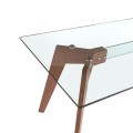 Minimalistický dizajn skleneného jedálenského stola Vita Naturale so sofistikovanou geometriou masívnych nôh