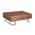 Obdĺžnikový konferenčný stolík Vita Naturale v modernom drevenom prevedení s chrómovými nožičkami