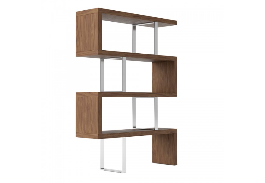 Luxusný hnedý regál Vita Naturale s chrómovou konštrukciou 170cm