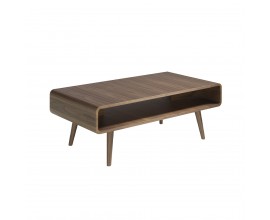 Moderný dizajnový konferenčný stolík Vita Naturale z hnedého dreva s prírodnou orechovou dyhou a štyrmi nožičkami
