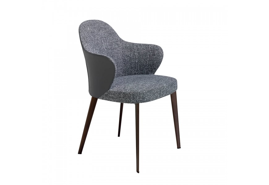 Moderná jedálenská stolička Vita Naturale kombinujúca eko-kožené a textilné čalúnenie v sivej farbe