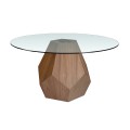Moderný jedálenský stôl Vita Naturale s okrúhlou vrchnou doskou z tvrdeného skla a viachrannou podstavou