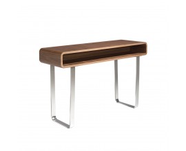 Moderný konzolový stolík Vita Naturale hnedý z dreva s chromovými nožičkami