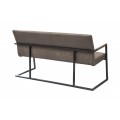 Industriálna lavica Imperial so sivohnedým čalúnením a s čiernou kovovou konštrukciou 160cm