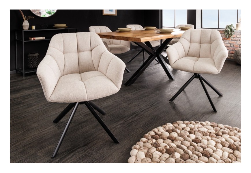 Retro elegantné jedálenské kreslo Mariposa vo farbe šampanského so šikmými čiernymi nohami 65cm