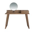 Moderný Toaletný stolík Vita Naturale z dreva dyhovaného orechom s bočnou zásuvkou a otočným zrkadlom