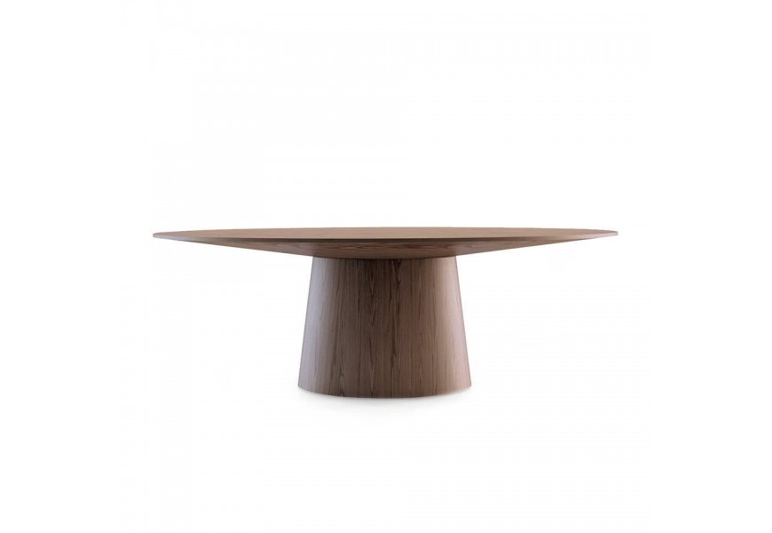 Moderný oválny jedálenský stôl Vita Naturale s mohutnou nohou hnedý 220cm