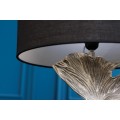 Dizajnová art deco stolná lampa Ginko striebornej farby z kovu s čiernym okrúhlym tienidlom 70cm