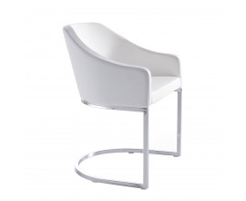Moderná jedálenská stolička Vita Naturale s bielym koženkovým čalúnením