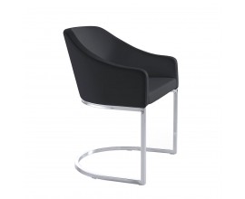 Moderná čierna koženková jedálenská stolička Vita Naturale s chrómovými nohami