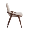 Elegantná koženková jedálenská stolička Vita Naturale s hnedými nohami z orechového masívu