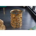 Elegantný art deco príručný stolík Ginko v zlatom prevedení z kovu so sklenenou povrchovou doskou okrúhleho tvaru