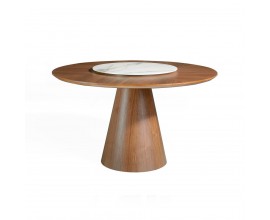 Orechový hnedý jedálenský stôl Vita Naturale okrúhly mramor 135cm