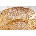 Art deco konferenčný stolík Hoja okrúhleho tvaru s hnedou vrchnou drevenou doskou a zlatou podstavou 80cm