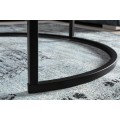 Konferenčný mramorový industriálny stolík Benjamin II okrúhleho tvaru s čiernou kovovu konštrukciou 80cm