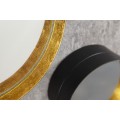 Dizajnový art deco set troch nástenných zrkadiel Patagonia s okrúhlym kovovým rámom zlatej a čiernej farby 