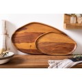 Dizajnový set dvoch podnosov Amanita z dreva sheesham nepravidelných oválnych tvarov hnedej farby 