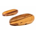 Dizajnový set dvoch podnosov Amanita z dreva sheesham nepravidelných oválnych tvarov hnedej farby 