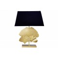 Dizajnová glamour stolná lampa Ginko so zlatou kovovou podstavou a okrúhlym čiernym tienidlom 60cm