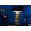 Glamour dizajnov&aacute; stoln&aacute; lampa Ginko so zlatou kovovou ozdobnou podstavou a čiernym tienidlom 78cm