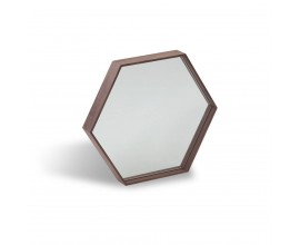 Luxusné šesťhranné zrkadlo Vita Naturale v modernom štýle s dreveným rámom z orechovej dyhy