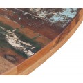 Industriálny okrúhly jedálenský stôl Delia z agátového masívu hnedej farby s čiernymi kovovými nohami 130cm