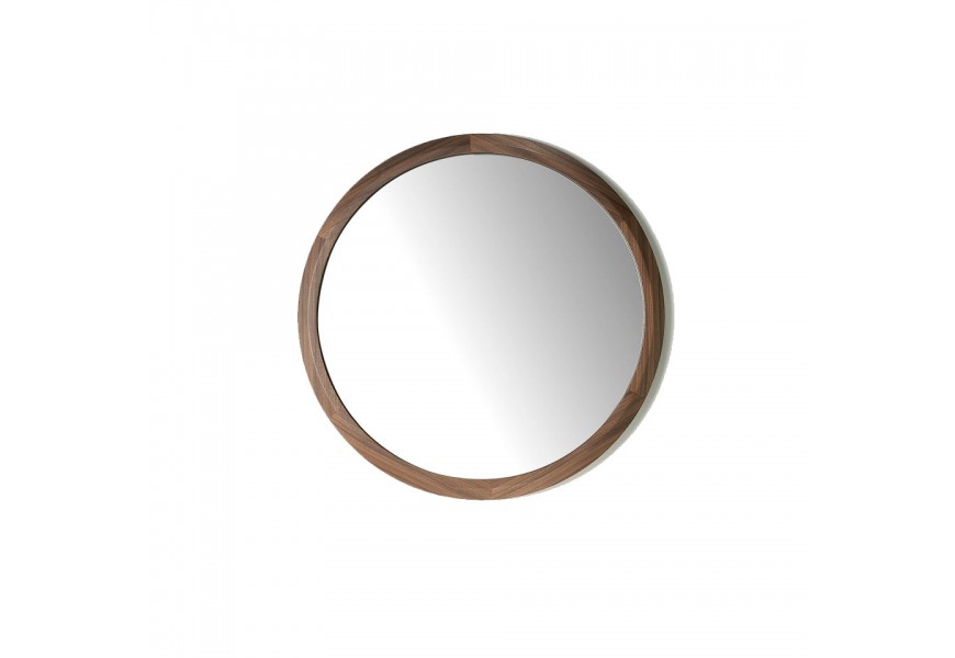 Luxusné okrúhle zrkadlo Vita Naturale hnedé s orechovo dyhovaným rámom