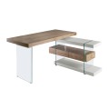 Luxusný kancelársky stôl Vita Naturale v modernom štýle s konštrukciou zo skla s doskami z dreva