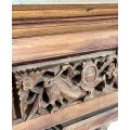 Rustikálne masívne čelo postele Merida s detailným ručným vyrezávaním hnedej farby 210cm