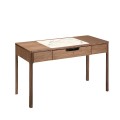Moderný písací stolík Vita Naturale z dyhovaného dreva s mramorovým detailom prírodne hnedý