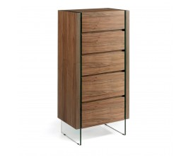 Moderná luxusná vysoká komoda Vita Naturale z dreva hnedá 119cm