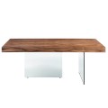 Elegantné prevedenie jedálenského stola Vita Naturale s vrchnou doskou z dreva a sklenenými nožičkami