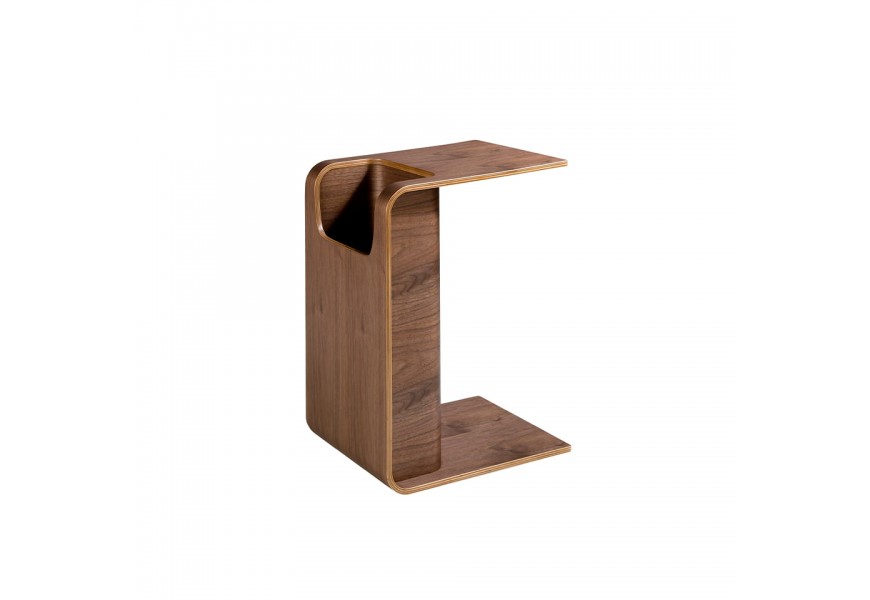 Moderný príručný stolík Vita Naturale z orechovo dyhovaného dreva s držiakom na časopisy v hnedej farbe