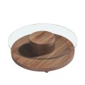 Moderný luxusný konferenčný stolík Vita Naturale z dreva s orechovým dyhovaním a skla