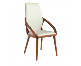 Luxusná moderná jedálenská stolička Vita Naturale z eko-kože s nožičkami z masívneho dreva