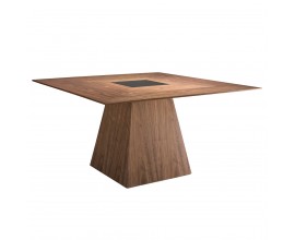 Drevený jedálenský stôl Vita Naturale štvorcový so skleneným detailom 