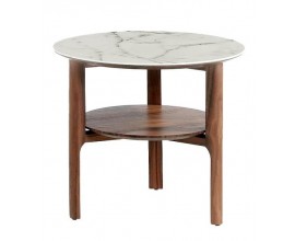 Moderný okrúhly príručný stolík Vita Naturale mramorový vzhľad 60cm