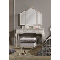 Luxusný barokový toaletný stolík Alegro v bielom prevedení s tromi zásuvkami a ornamentálnym vyrezávaným zdobením