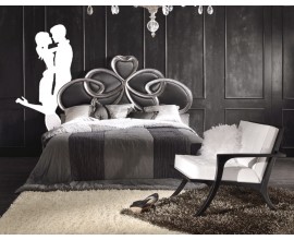 Luxusná manželská posteľ Alergro s ozdobným strieborným kovovým rámom s koženou výplňou 180x200