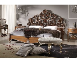 Rustikálna masívna manželská posteľ Belladonna s ornamentálnym vyrezávaným čelom 180x200cm