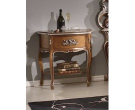 Rustikálny masívny nočný stolík Belladonna s vyrezávanými nožičkami a s praktickou zásuvkou 69cm